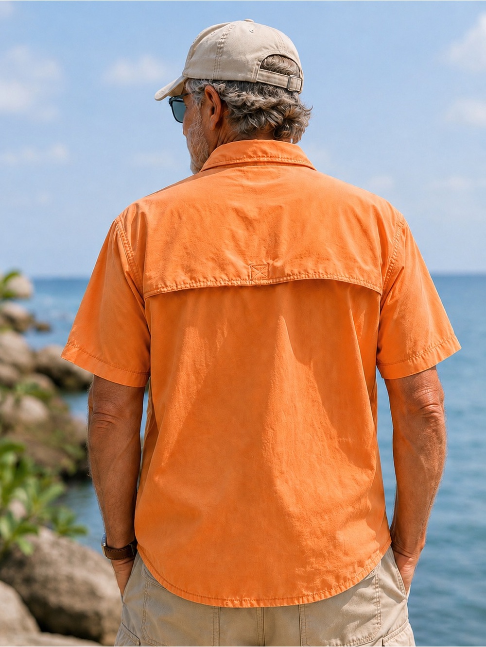 Coastal Grandpa Fishing Shirt L Vented Quick Dry Marigold Yellow Boating Resort - Picture 3 of 9